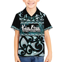 Kia Ora New Zealand Family Matching Summer Maxi Dress and Hawaiian Shirt Aotearoa Proud Maori Paua Shell Silver Fern - Polynesian Pride