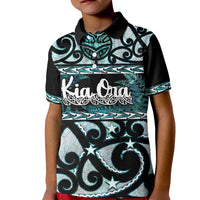 Kia Ora New Zealand Kid Polo Shirt Aotearoa Proud Maori Paua Shell Silver Fern - Polynesian Pride
