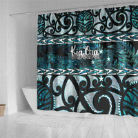 Kia Ora New Zealand Shower Curtain Aotearoa Proud Maori Paua Shell Silver Fern - Polynesian Pride