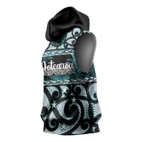 Kia Ora New Zealand Sleeveless Hoodie Aotearoa Proud Maori Paua Shell Silver Fern - Polynesian Pride