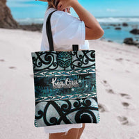 Kia Ora New Zealand Tote Bag Aotearoa Proud Maori Paua Shell Silver Fern - Polynesian Pride