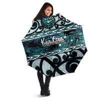 Kia Ora New Zealand Umbrella Aotearoa Proud Maori Paua Shell Silver Fern - Polynesian Pride