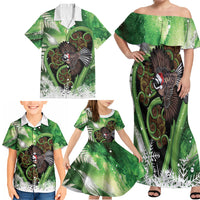 Piwakawaka New Zealand Christmas In July Family Matching Off Shoulder Maxi Dress and Hawaiian Shirt NZ Aroha Koru Fern Marble Vibes LT14 - Polynesian Pride
