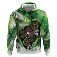 Piwakawaka New Zealand Christmas In July Hoodie NZ Aroha Koru Fern Marble Vibes LT14 Pullover Hoodie Green - Polynesian Pride