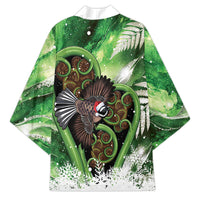 Piwakawaka New Zealand Christmas In July Kimono NZ Aroha Koru Fern Marble Vibes LT14 - Polynesian Pride