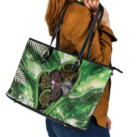 Piwakawaka New Zealand Christmas In July Leather Tote Bag NZ Aroha Koru Fern Marble Vibes LT14 - Polynesian Pride