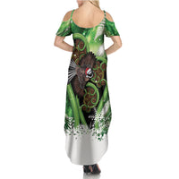 Piwakawaka New Zealand Christmas In July Summer Maxi Dress NZ Aroha Koru Fern Marble Vibes LT14 - Polynesian Pride