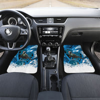 Tui Bird New Zealand Christmas In July Car Mats NZ Aroha Koru Fern Marble Vibes LT14 Set 2pcs - Front Blue - Polynesian Pride