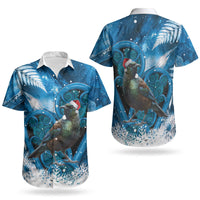 Tui Bird New Zealand Christmas In July Couples Matching Puletasi and Hawaiian Shirt NZ Aroha Koru Fern Marble Vibes LT14 - Polynesian Pride