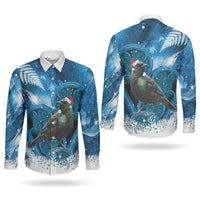 Tui Bird New Zealand Christmas In July Couples Matching Summer Maxi Dress and Long Sleeve Button Shirt NZ Aroha Koru Fern Marble Vibes LT14 - Polynesian Pride
