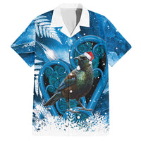 Tui Bird New Zealand Christmas In July Hawaiian Shirt NZ Aroha Koru Fern Marble Vibes LT14 Blue - Polynesian Pride