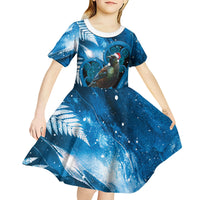 Tui Bird New Zealand Christmas In July Kid Short Sleeve Dress NZ Aroha Koru Fern Marble Vibes LT14 - Polynesian Pride