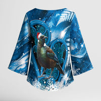 Tui Bird New Zealand Christmas In July Kimono Sleeve Blouse NZ Aroha Koru Fern Marble Vibes LT14 - Polynesian Pride