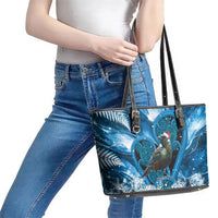 Tui Bird New Zealand Christmas In July Leather Tote Bag NZ Aroha Koru Fern Marble Vibes LT14 - Polynesian Pride