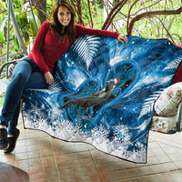 Tui Bird New Zealand Christmas In July Quilt NZ Aroha Koru Fern Marble Vibes