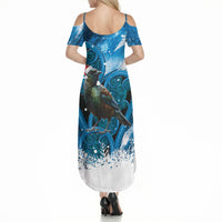 Tui Bird New Zealand Christmas In July Summer Maxi Dress NZ Aroha Koru Fern Marble Vibes LT14 - Polynesian Pride