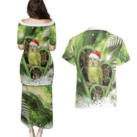 Kakapo New Zealand Christmas In July Couples Matching Puletasi and Hawaiian Shirt NZ Aroha Koru Fern Marble Vibes LT14 - Polynesian Pride