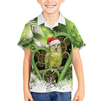 Kakapo New Zealand Christmas In July Kid Hawaiian Shirt NZ Aroha Koru Fern Marble Vibes LT14 Kid Green - Polynesian Pride