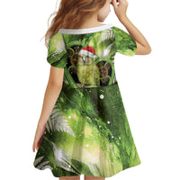 Kakapo New Zealand Christmas In July Kid Short Sleeve Dress NZ Aroha Koru Fern Marble Vibes LT14 - Polynesian Pride