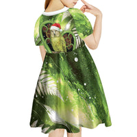 Kakapo New Zealand Christmas In July Kid Short Sleeve Dress NZ Aroha Koru Fern Marble Vibes LT14 - Polynesian Pride