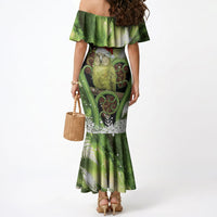 Kakapo New Zealand Christmas In July Mermaid Dress NZ Aroha Koru Fern Marble Vibes LT14 - Polynesian Pride