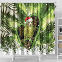 Kakapo New Zealand Christmas In July Shower Curtain NZ Aroha Koru Fern Marble Vibes LT14 - Polynesian Pride