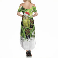 Kakapo New Zealand Christmas In July Summer Maxi Dress NZ Aroha Koru Fern Marble Vibes LT14 - Polynesian Pride