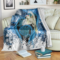 Sulphur-crested Cockatoo New Zealand Christmas In July Blanket NZ Aroha Koru Fern Marble Vibes LT14 Blue - Polynesian Pride