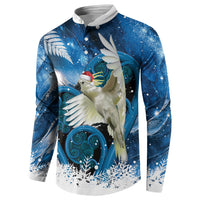 Sulphur-crested Cockatoo New Zealand Christmas In July Button Sweatshirt NZ Aroha Koru Fern Marble Vibes