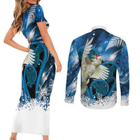 Sulphur-crested Cockatoo New Zealand Christmas In July Couples Matching Short Sleeve Bodycon Dress and Long Sleeve Button Shirt NZ Aroha Koru Fern Marble Vibes LT14 - Polynesian Pride