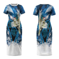 Sulphur-crested Cockatoo New Zealand Christmas In July Couples Matching Short Sleeve Bodycon Dress and Long Sleeve Button Shirt NZ Aroha Koru Fern Marble Vibes LT14 - Polynesian Pride