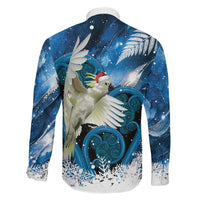 Sulphur-crested Cockatoo New Zealand Christmas In July Family Matching Summer Maxi Dress and Hawaiian Shirt NZ Aroha Koru Fern Marble Vibes LT14 Son's Shirt Blue - Polynesian Pride