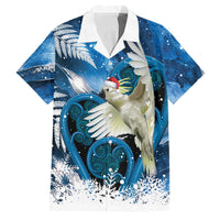 Sulphur-crested Cockatoo New Zealand Christmas In July Family Matching Tank Maxi Dress and Hawaiian Shirt NZ Aroha Koru Fern Marble Vibes LT14 Dad's Shirt - Short Sleeve Blue - Polynesian Pride