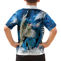 Sulphur-crested Cockatoo New Zealand Christmas In July Kid Hawaiian Shirt NZ Aroha Koru Fern Marble Vibes LT14 - Polynesian Pride