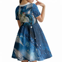 Sulphur-crested Cockatoo New Zealand Christmas In July Kid Short Sleeve Dress NZ Aroha Koru Fern Marble Vibes LT14 - Polynesian Pride