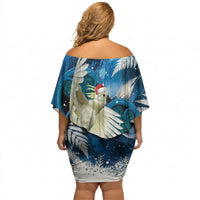 Sulphur-crested Cockatoo New Zealand Christmas In July Off Shoulder Short Dress NZ Aroha Koru Fern Marble Vibes LT14 - Polynesian Pride