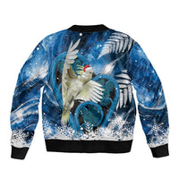 Sulphur-crested Cockatoo New Zealand Christmas In July Sleeve Zip Bomber Jacket NZ Aroha Koru Fern Marble Vibes LT14 - Polynesian Pride