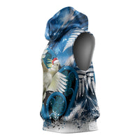 Sulphur-crested Cockatoo New Zealand Christmas In July Sleeveless Hoodie NZ Aroha Koru Fern Marble Vibes LT14 - Polynesian Pride
