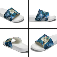Sulphur-crested Cockatoo New Zealand Christmas In July Slide Sandals NZ Aroha Koru Fern Marble Vibes LT14 - Polynesian Pride