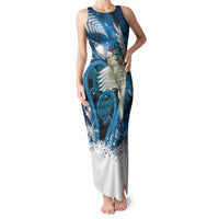 Sulphur-crested Cockatoo New Zealand Christmas In July Tank Maxi Dress NZ Aroha Koru Fern Marble Vibes LT14 Women Blue - Polynesian Pride