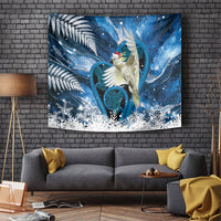 Sulphur-crested Cockatoo New Zealand Christmas In July Tapestry NZ Aroha Koru Fern Marble Vibes LT14 Blue - Polynesian Pride
