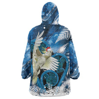 Sulphur-crested Cockatoo New Zealand Christmas In July Wearable Blanket Hoodie NZ Aroha Koru Fern Marble Vibes LT14 - Polynesian Pride