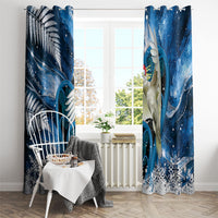 Sulphur-crested Cockatoo New Zealand Christmas In July Window Curtain NZ Aroha Koru Fern Marble Vibes LT14 - Polynesian Pride