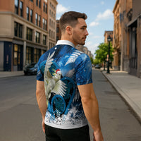 Sulphur-crested Cockatoo New Zealand Christmas In July Zipper Polo Shirt NZ Aroha Koru Fern Marble Vibes LT14 - Polynesian Pride