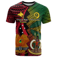 Vanuatu and Papua New Guinea T Shirt Vanuatuan With PNG Polynesian Pattern LT14 Black - Polynesian Pride