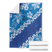 Vintage Blue Polynesia Blanket Plumeria With Hibiscus Tropical Vibes