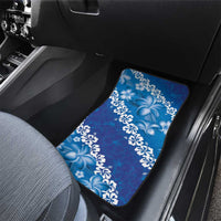 Vintage Blue Polynesia Car Mats Plumeria With Hibiscus Tropical Vibes