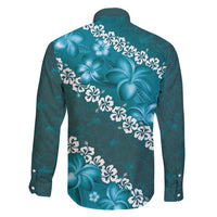 Vintage Dark Cyan Polynesia Family Matching Long Sleeve Bodycon Dress and Hawaiian Shirt Plumeria With Hibiscus Tropical Vibes LT14 - Polynesian Pride