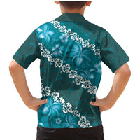 Vintage Dark Cyan Polynesia Family Matching Mermaid Dress and Hawaiian Shirt Plumeria With Hibiscus Tropical Vibes LT14 - Polynesian Pride