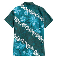 Vintage Dark Cyan Polynesia Family Matching Short Sleeve Bodycon Dress and Hawaiian Shirt Plumeria With Hibiscus Tropical Vibes LT14 - Polynesian Pride